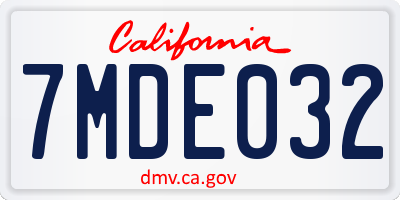 CA license plate 7MDE032