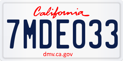 CA license plate 7MDE033