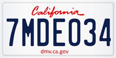 CA license plate 7MDE034