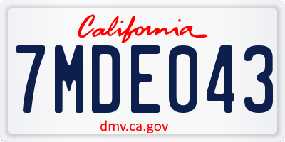 CA license plate 7MDE043
