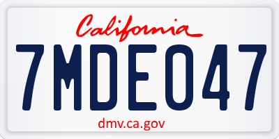 CA license plate 7MDE047