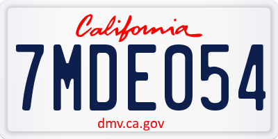 CA license plate 7MDE054