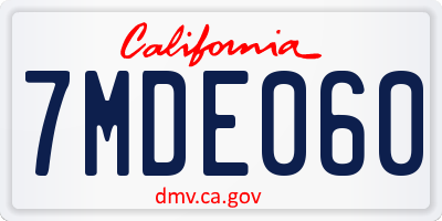 CA license plate 7MDE060