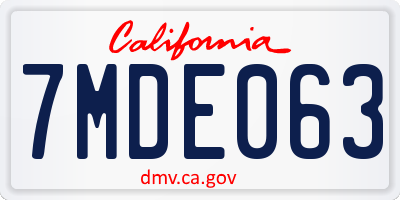 CA license plate 7MDE063