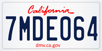 CA license plate 7MDE064