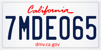 CA license plate 7MDE065