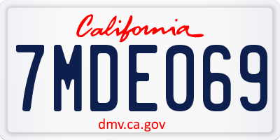 CA license plate 7MDE069