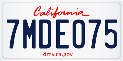 CA license plate 7MDE075