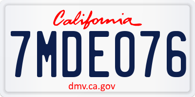 CA license plate 7MDE076