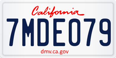 CA license plate 7MDE079
