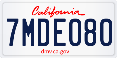 CA license plate 7MDE080