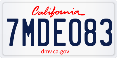 CA license plate 7MDE083