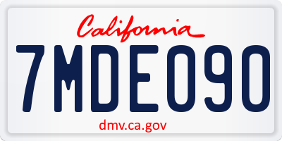 CA license plate 7MDE090