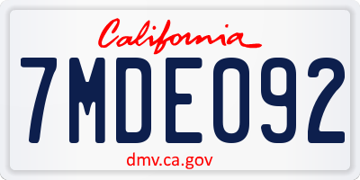 CA license plate 7MDE092