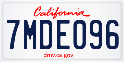 CA license plate 7MDE096