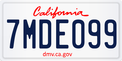 CA license plate 7MDE099