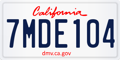 CA license plate 7MDE104