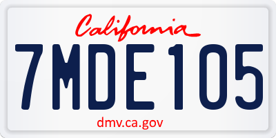 CA license plate 7MDE105