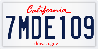 CA license plate 7MDE109