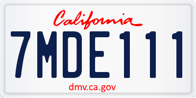 CA license plate 7MDE111