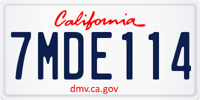 CA license plate 7MDE114
