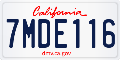 CA license plate 7MDE116
