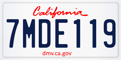 CA license plate 7MDE119