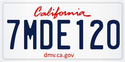 CA license plate 7MDE120