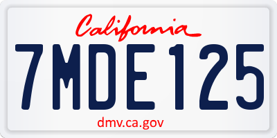 CA license plate 7MDE125