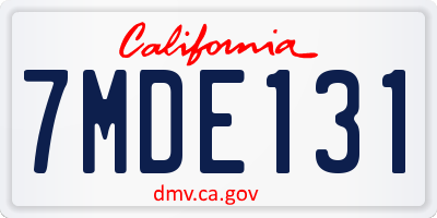 CA license plate 7MDE131