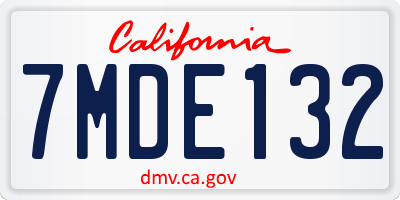 CA license plate 7MDE132