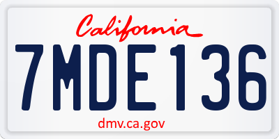 CA license plate 7MDE136