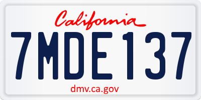 CA license plate 7MDE137