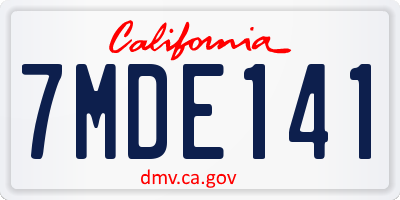 CA license plate 7MDE141