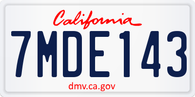 CA license plate 7MDE143