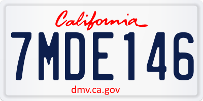 CA license plate 7MDE146