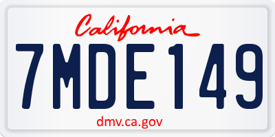 CA license plate 7MDE149