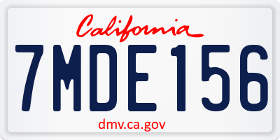 CA license plate 7MDE156