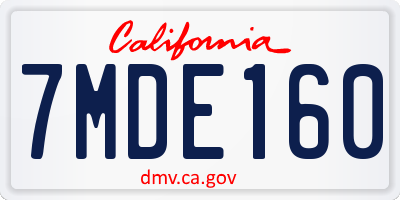 CA license plate 7MDE160