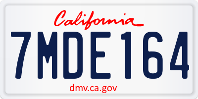 CA license plate 7MDE164