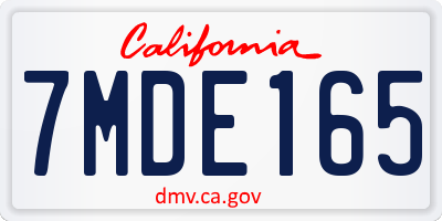 CA license plate 7MDE165
