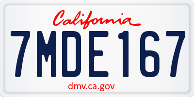 CA license plate 7MDE167