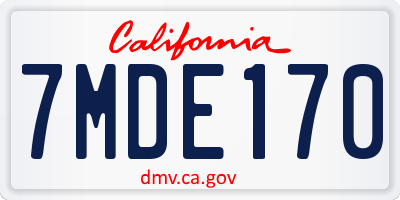 CA license plate 7MDE170