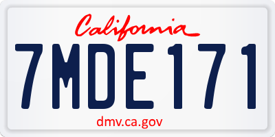 CA license plate 7MDE171