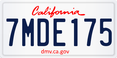 CA license plate 7MDE175
