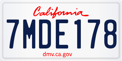CA license plate 7MDE178
