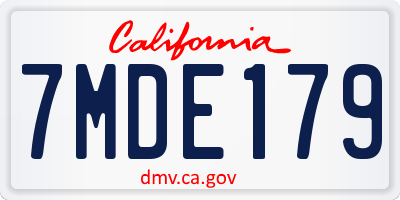 CA license plate 7MDE179
