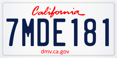 CA license plate 7MDE181