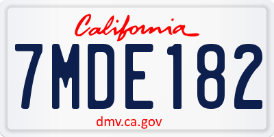 CA license plate 7MDE182