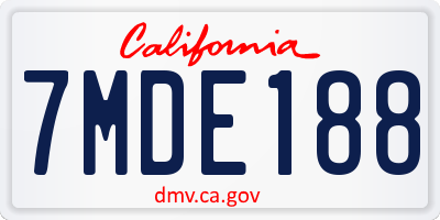 CA license plate 7MDE188